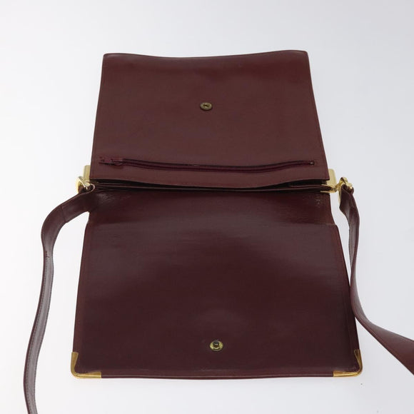 CARTIER Must Line Shoulder Bag Leather Bordeaux Gold Auth bs24414