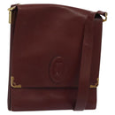 CARTIER Must Line Shoulder Bag Leather Bordeaux Gold Auth bs24414-1