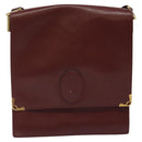 CARTIER Must Line Shoulder Bag Leather Bordeaux Gold Auth bs24414-13
