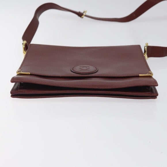 CARTIER Must Line Shoulder Bag Leather Bordeaux Gold Auth bs24414