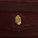 CARTIER Clutch Bag Leather Bordeaux Gold Auth bs24416-8