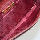 CARTIER Clutch Bag Leather Bordeaux Gold Auth bs24416-12