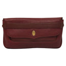 CARTIER Clutch Bag Leather Bordeaux Gold Auth bs24416-13