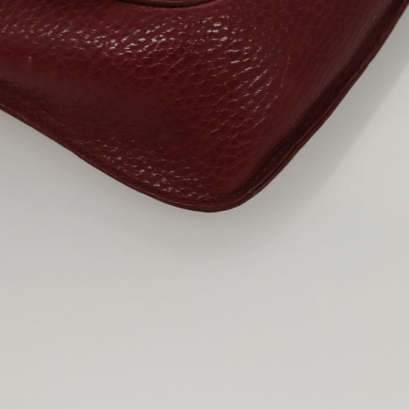CARTIER Clutch Bag Leather Bordeaux Gold Auth bs24416