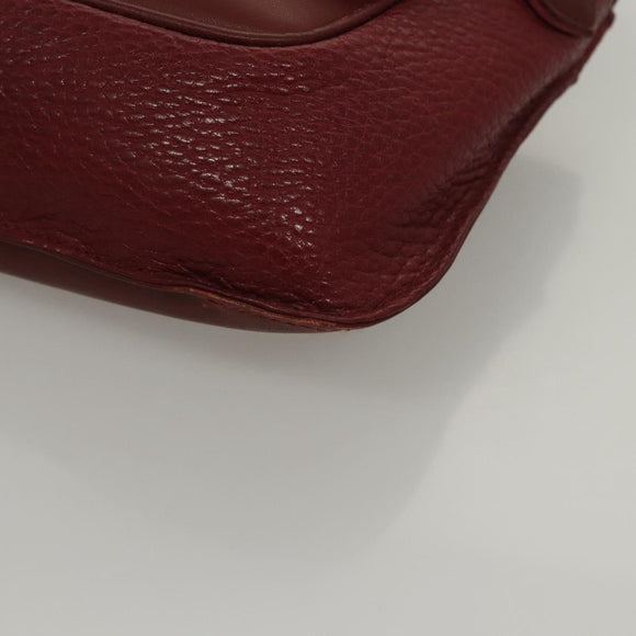 CARTIER Clutch Bag Leather Bordeaux Gold Auth bs24416