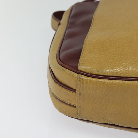 CARTIER Shoulder Bag Leather Yellow Gold Auth bs24418