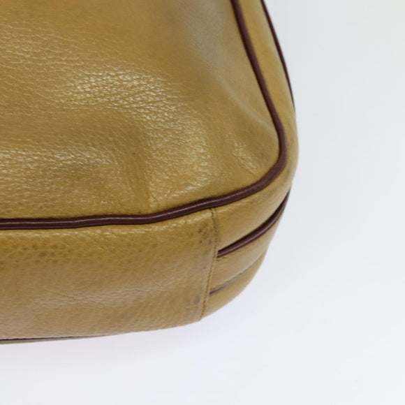 CARTIER Shoulder Bag Leather Yellow Gold Auth bs24418