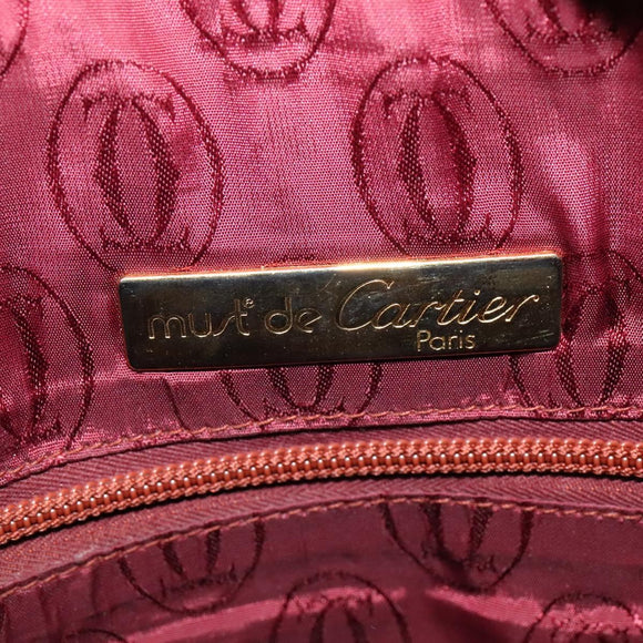 CARTIER Shoulder Bag Leather Yellow Gold Auth bs24418