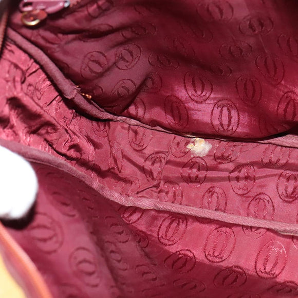 CARTIER Shoulder Bag Leather Yellow Gold Auth bs24418