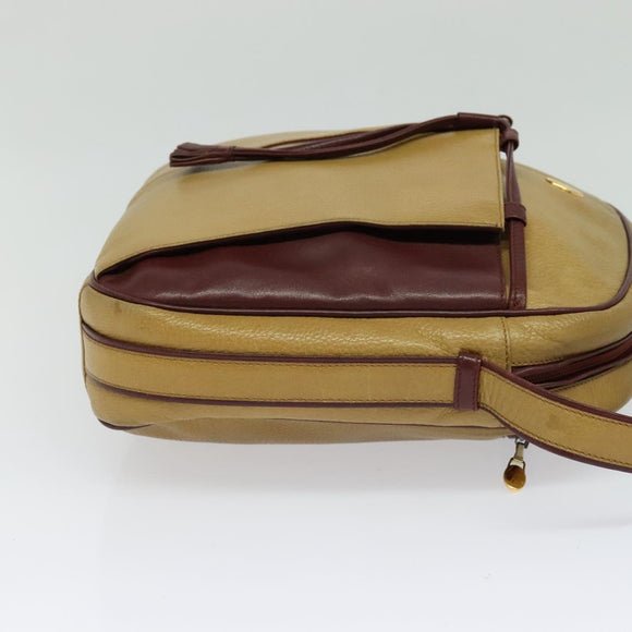 CARTIER Shoulder Bag Leather Yellow Gold Auth bs24418