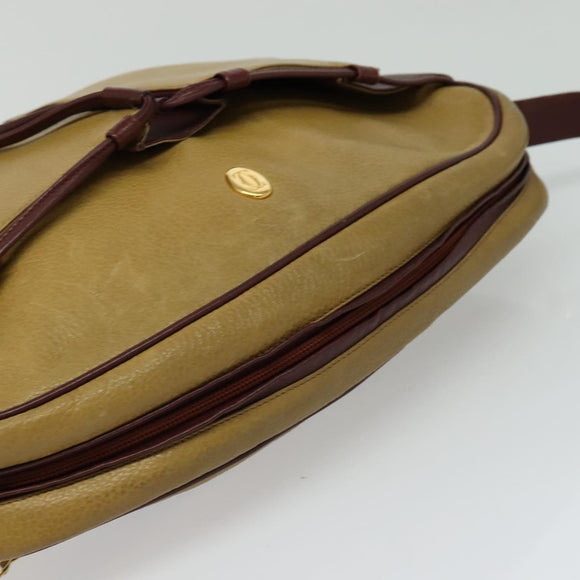 CARTIER Shoulder Bag Leather Yellow Gold Auth bs24418