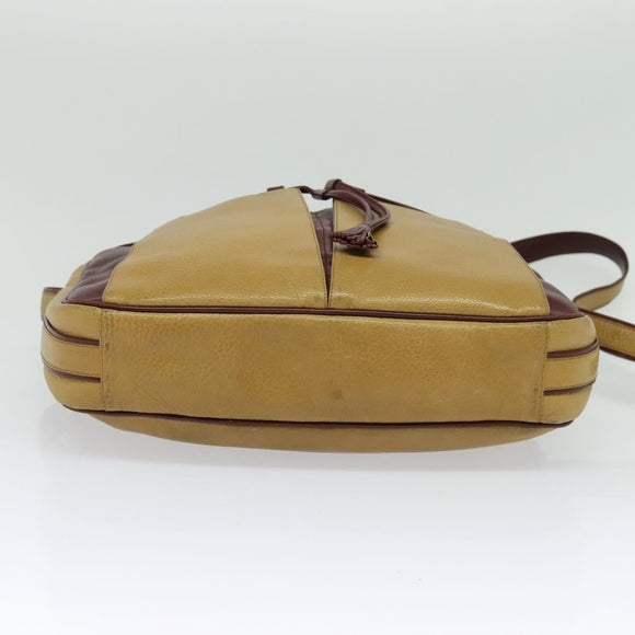 CARTIER Shoulder Bag Leather Yellow Gold Auth bs24418