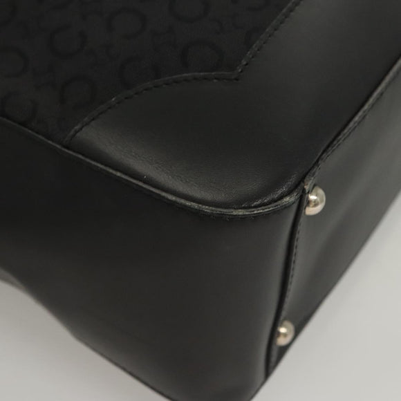 CELINE C Macadam Canvas Hand Bag Black Silver Auth bs24420