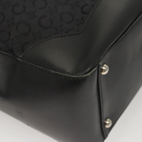 CELINE C Macadam Canvas Hand Bag Black Silver Auth bs24420