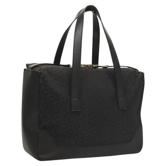 CELINE C Macadam Canvas Hand Bag Black Silver Auth bs24420