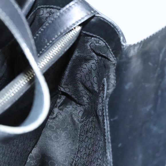 CELINE C Macadam Canvas Hand Bag Black Silver Auth bs24420