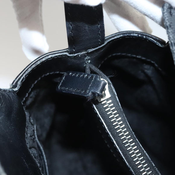 CELINE C Macadam Canvas Hand Bag Black Silver Auth bs24420