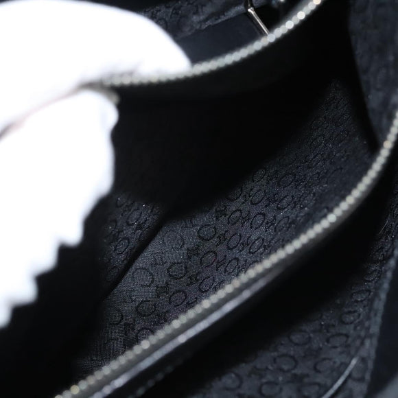 CELINE C Macadam Canvas Hand Bag Black Silver Auth bs24420