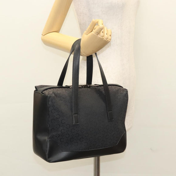 CELINE C Macadam Canvas Hand Bag Black Silver Auth bs24420
