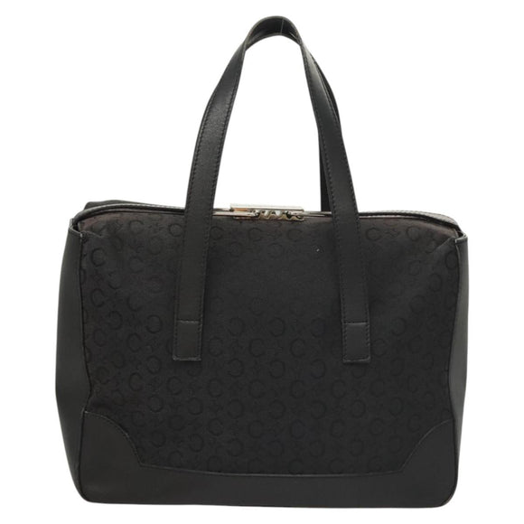 CELINE C Macadam Canvas Hand Bag Black Silver Auth bs24420