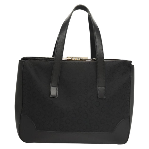 CELINE C Macadam Canvas Hand Bag Black Silver Auth bs24420