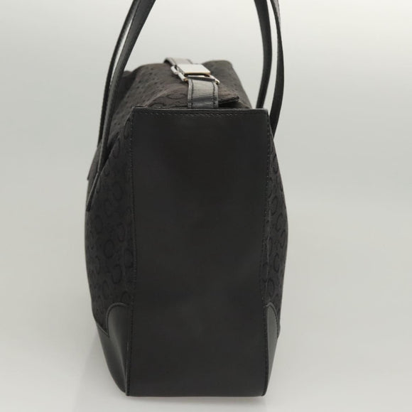 CELINE C Macadam Canvas Hand Bag Black Silver Auth bs24420