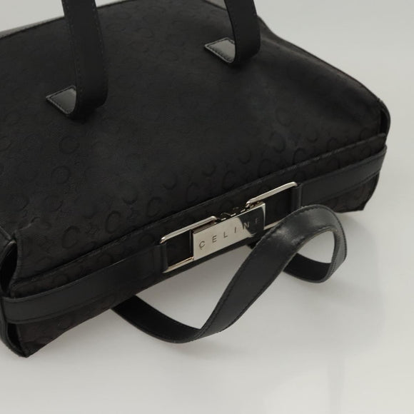 CELINE C Macadam Canvas Hand Bag Black Silver Auth bs24420