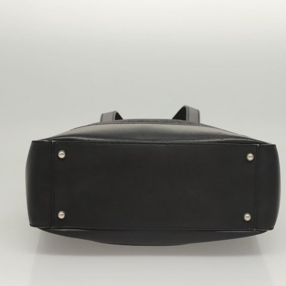 CELINE C Macadam Canvas Hand Bag Black Silver Auth bs24420