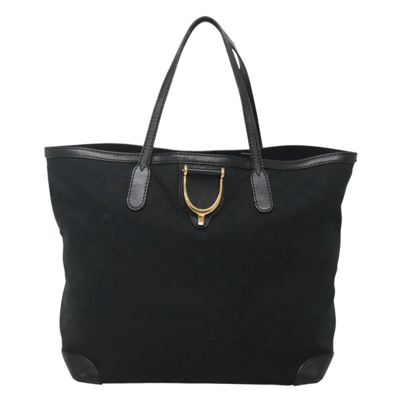 GUCCI GG Canvas Tote Bag Black Gold 305585 Auth bs24442