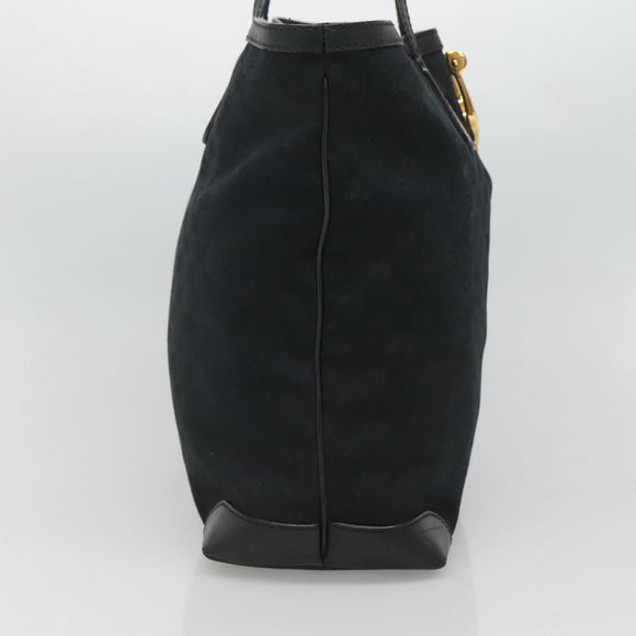 GUCCI GG Canvas Tote Bag Black Gold 305585 Auth bs24442