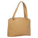 CHANEL Shoulder Bag Caviar Skin Beige CC Auth bs24445-1