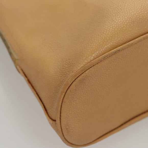 CHANEL Shoulder Bag Caviar Skin Beige CC Auth bs24445