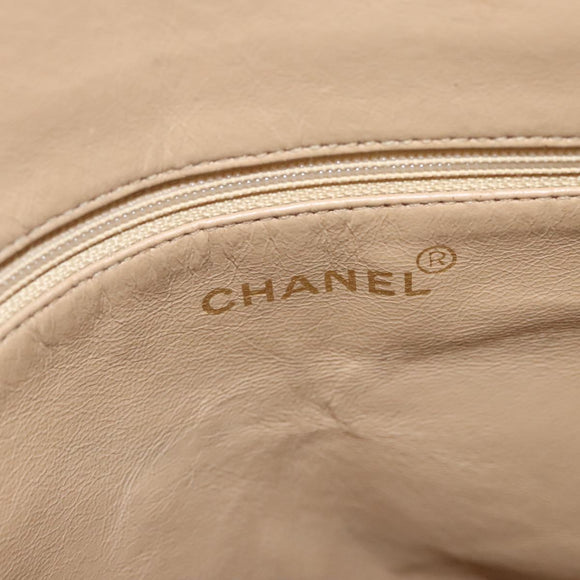 CHANEL Shoulder Bag Calf Skin Beige CC Auth bs24445
