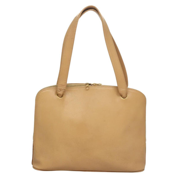 CHANEL Shoulder Bag Caviar Skin Beige CC Auth bs24445