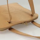 CHANEL Shoulder Bag Calf Skin Beige CC Auth bs24445-6