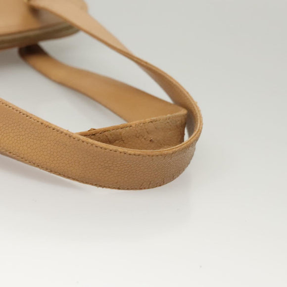 CHANEL Shoulder Bag Caviar Skin Beige CC Auth bs24445