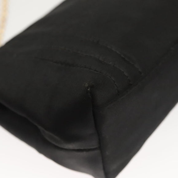 CHANEL Chain Shoulder Bag Nylon Black Gold CC Auth bs24449