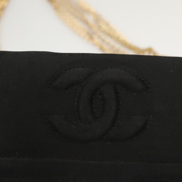 CHANEL Chain Shoulder Bag Nylon Black Gold CC Auth bs24449