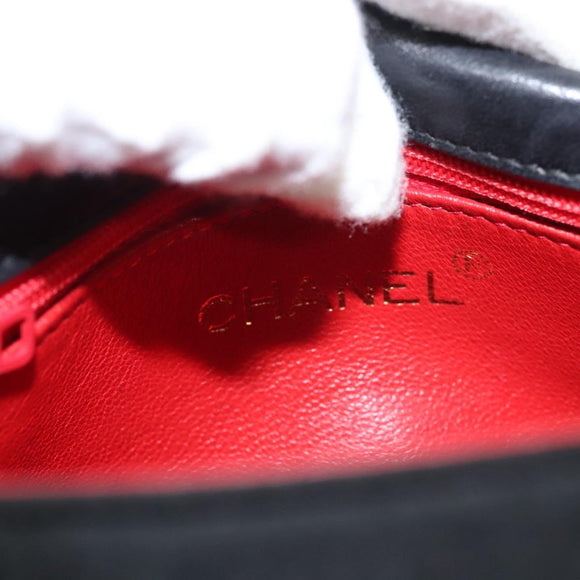 CHANEL Chain Shoulder Bag Nylon Black Gold CC Auth bs24449