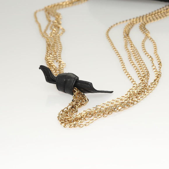 CHANEL Chain Shoulder Bag Nylon Black Gold CC Auth bs24449