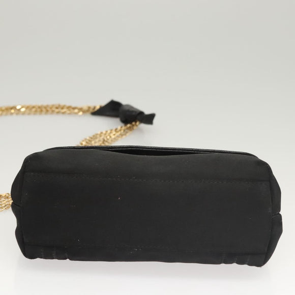 CHANEL Chain Shoulder Bag Nylon Black Gold CC Auth bs24449