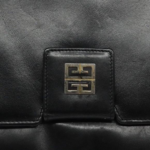 GIVENCHY Shoulder Bag Leather Black Gold Auth bs24469