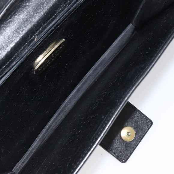 GIVENCHY Shoulder Bag Leather Black Gold Auth bs24469