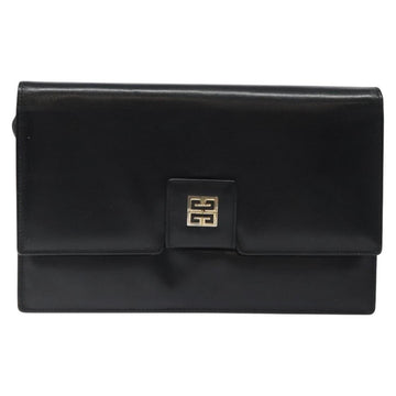 GIVENCHY Shoulder Bag Leather Black Gold Auth bs24469 - 0
