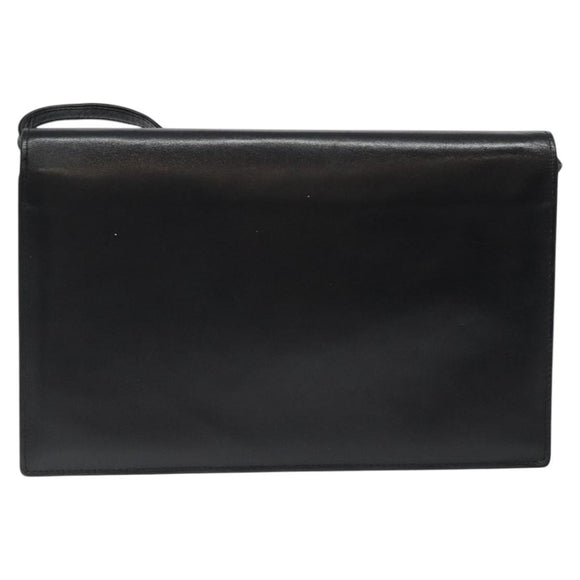 GIVENCHY Shoulder Bag Leather Black Gold Auth bs24469