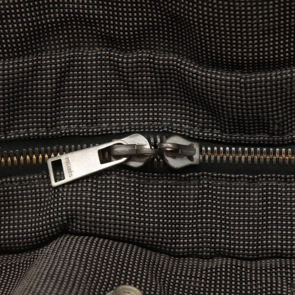 HERMES Her Line MM Hand Bag Canvas Gray Silver Auth bs24473