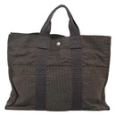 HERMES Her Line MM Hand Bag Canvas Gray Silver Auth bs24473-2