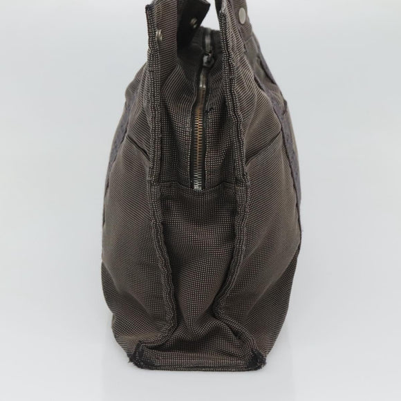 HERMES Her Line MM Hand Bag Canvas Gray Silver Auth bs24473