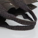 HERMES Her Line MM Hand Bag Canvas Gray Silver Auth bs24473-7