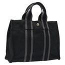 HERMES Fourre Tout PM Hand Bag Canvas Black Silver Auth bs24474-1